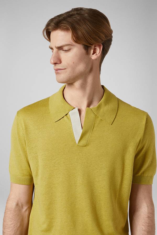 Pull Pal Zileri Polo in maglia di lino e seta color senape 2025