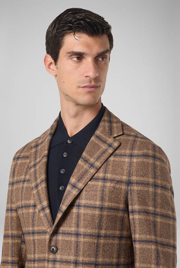 Pull Pal Zileri Giacca beige con motivo macro check blu navy Affare Del Giorno