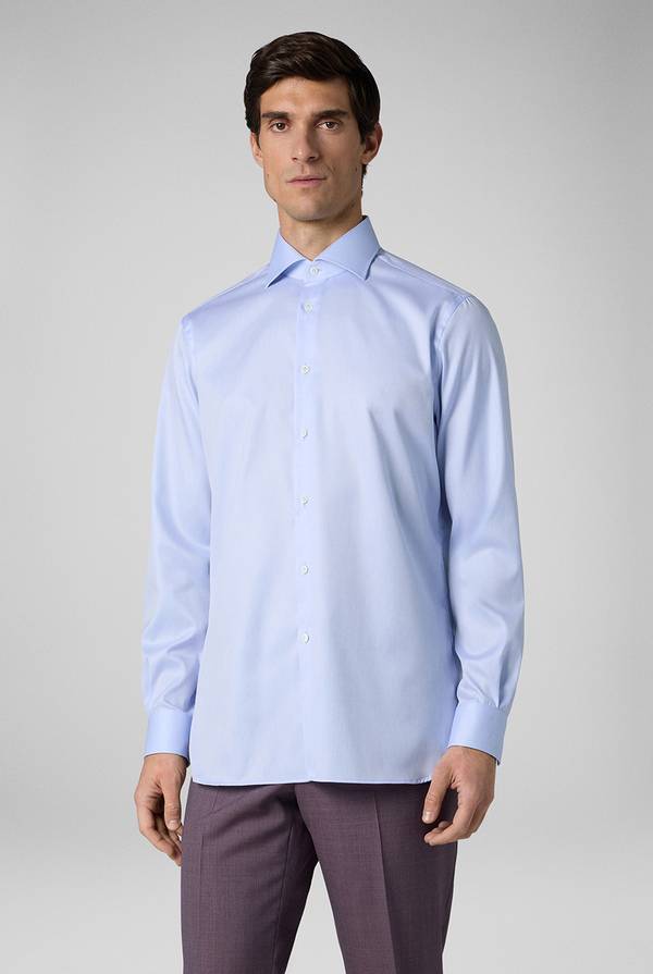 Pull Pal Zileri Camicia in cotone con trattamento anti-piega azzurra In Linea