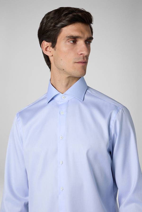 Pull Pal Zileri Camicia in cotone con trattamento anti-piega azzurra In Linea