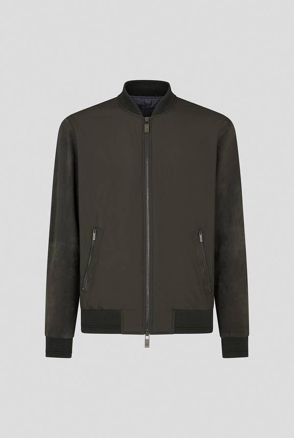 Pull Pal Zileri Varsity jacket in nylon con maniche in suede Ultimo giorno