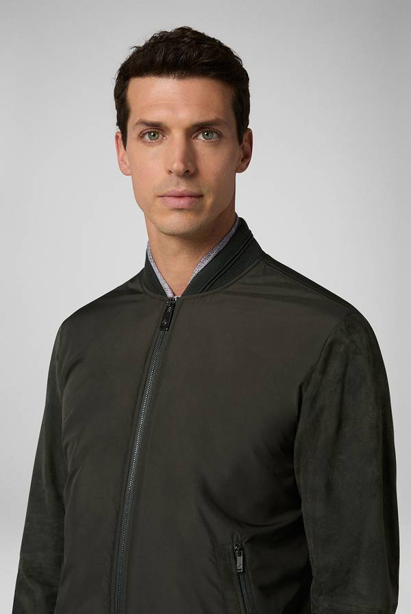 Pull Pal Zileri Varsity jacket in nylon con maniche in suede Ultimo giorno