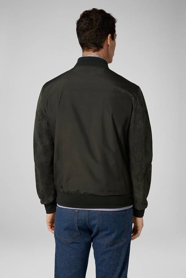 Pull Pal Zileri Varsity jacket in nylon con maniche in suede Ultimo giorno