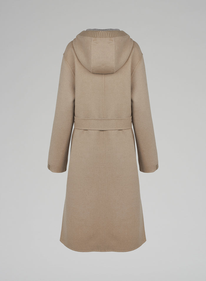 Lorena Antoniazzi CAPPOTTO IN LANA E ANGORA CON CAPPUCCIO Offerte