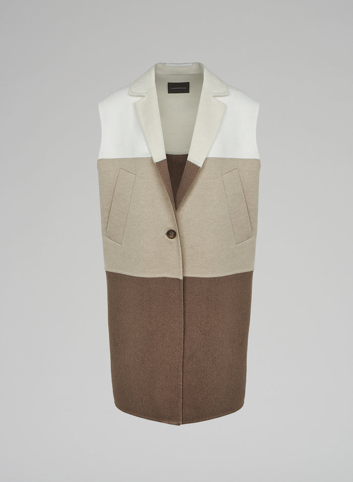 Lorena Antoniazzi GILET LUNGO IN LANA E ANGORA Offerte
