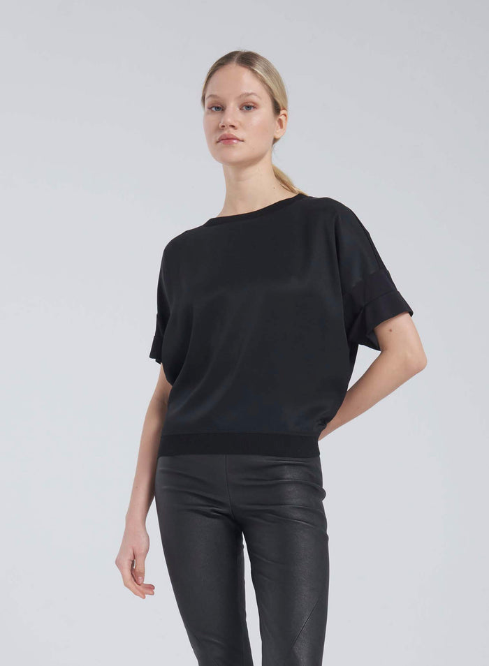 Lorena Antoniazzi T-SHIRT IN TWILL DI SETA Vendita Calda