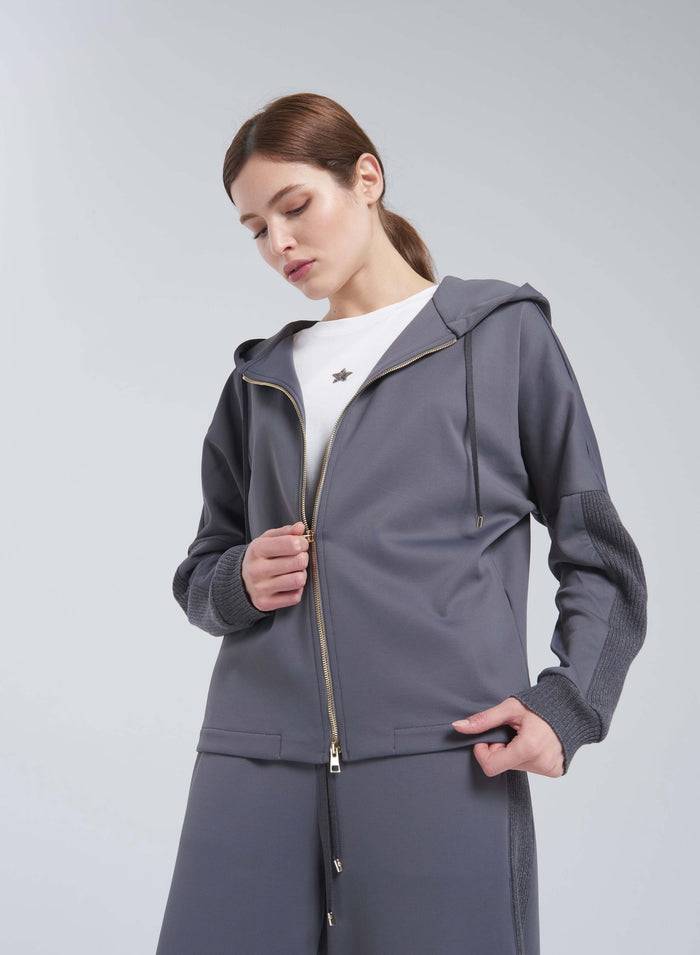 Lorena Antoniazzi FELPA CON CAPPUCCIO IN COTONE Negozi Online