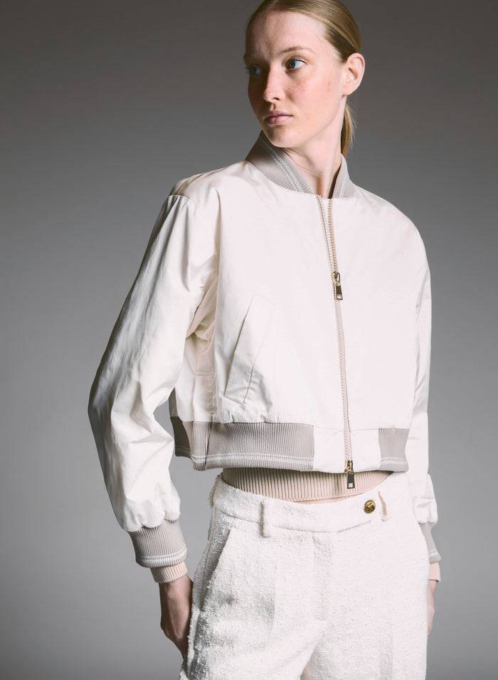 Lorena Antoniazzi BOMBER CROPPED IN NYLON Smaltimento dello stoccaggio