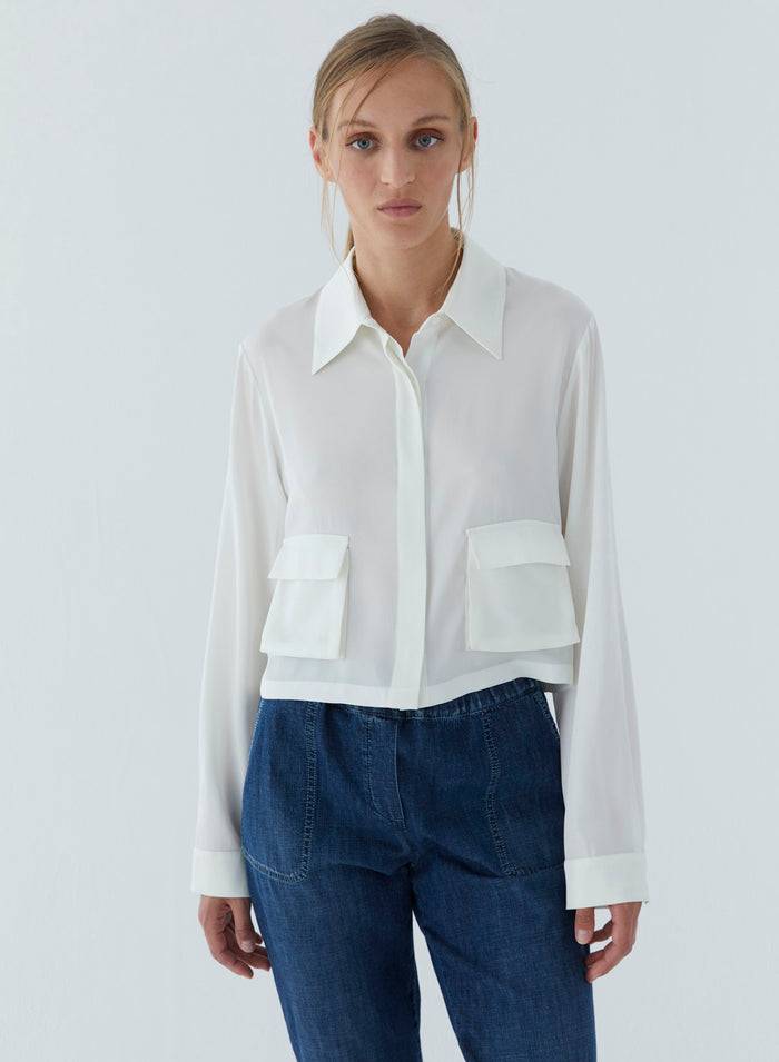 Lorena Antoniazzi BLUSA IN TWILL DI SETA Offerte speciali
