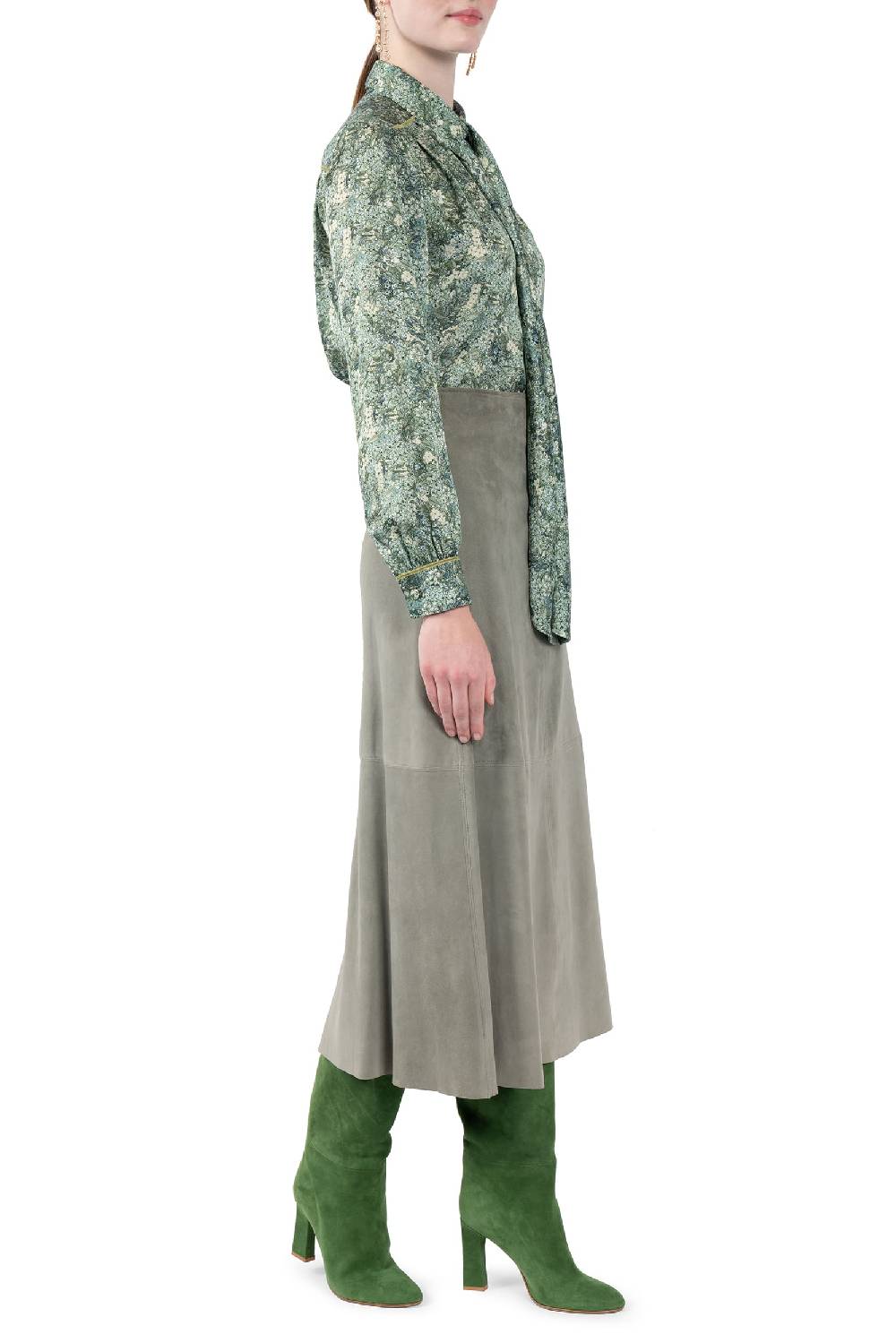 Luisa Beccaria Gonna in pelle scamosciata verde Fino Al -60%