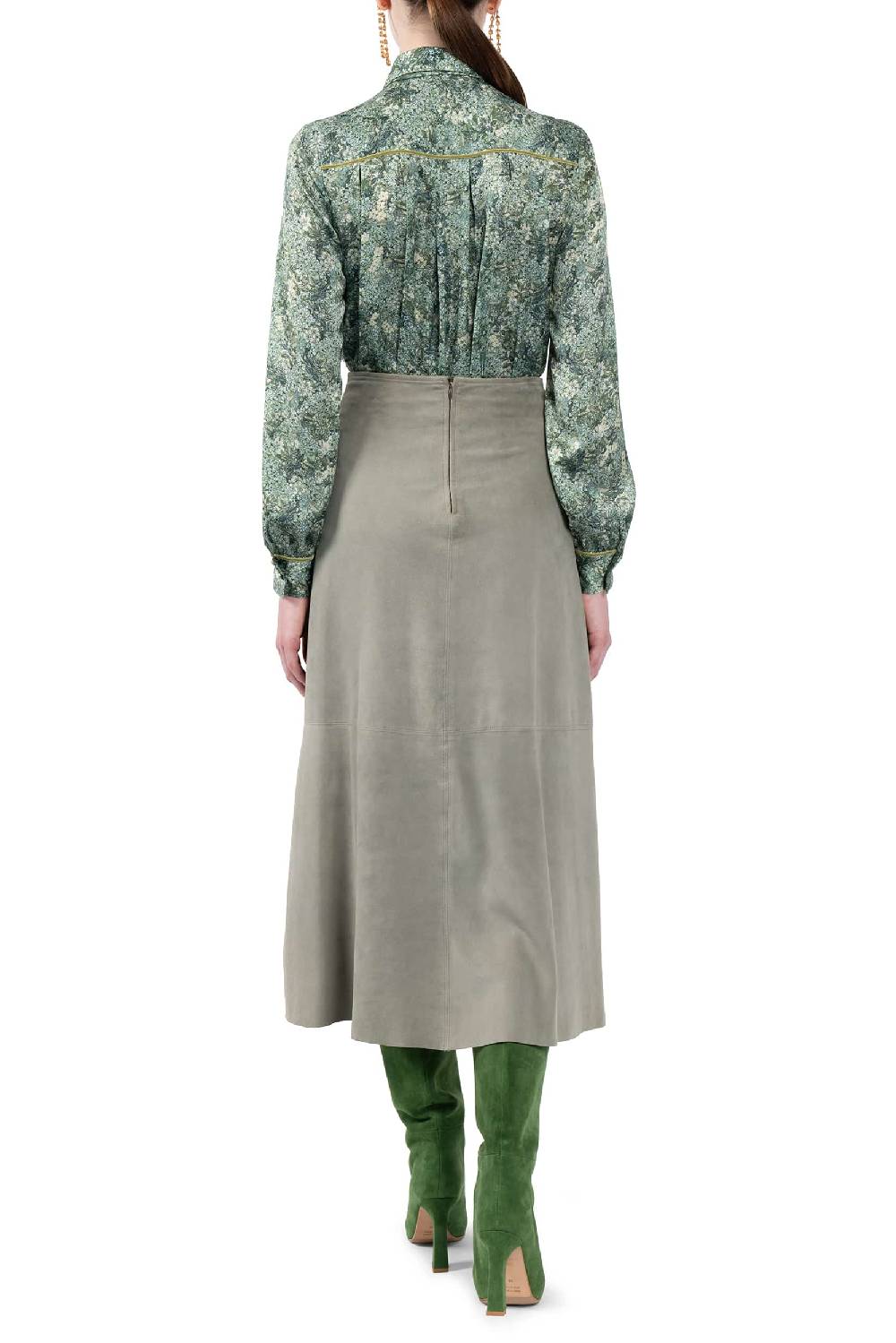 Luisa Beccaria Gonna in pelle scamosciata verde Fino Al -60%