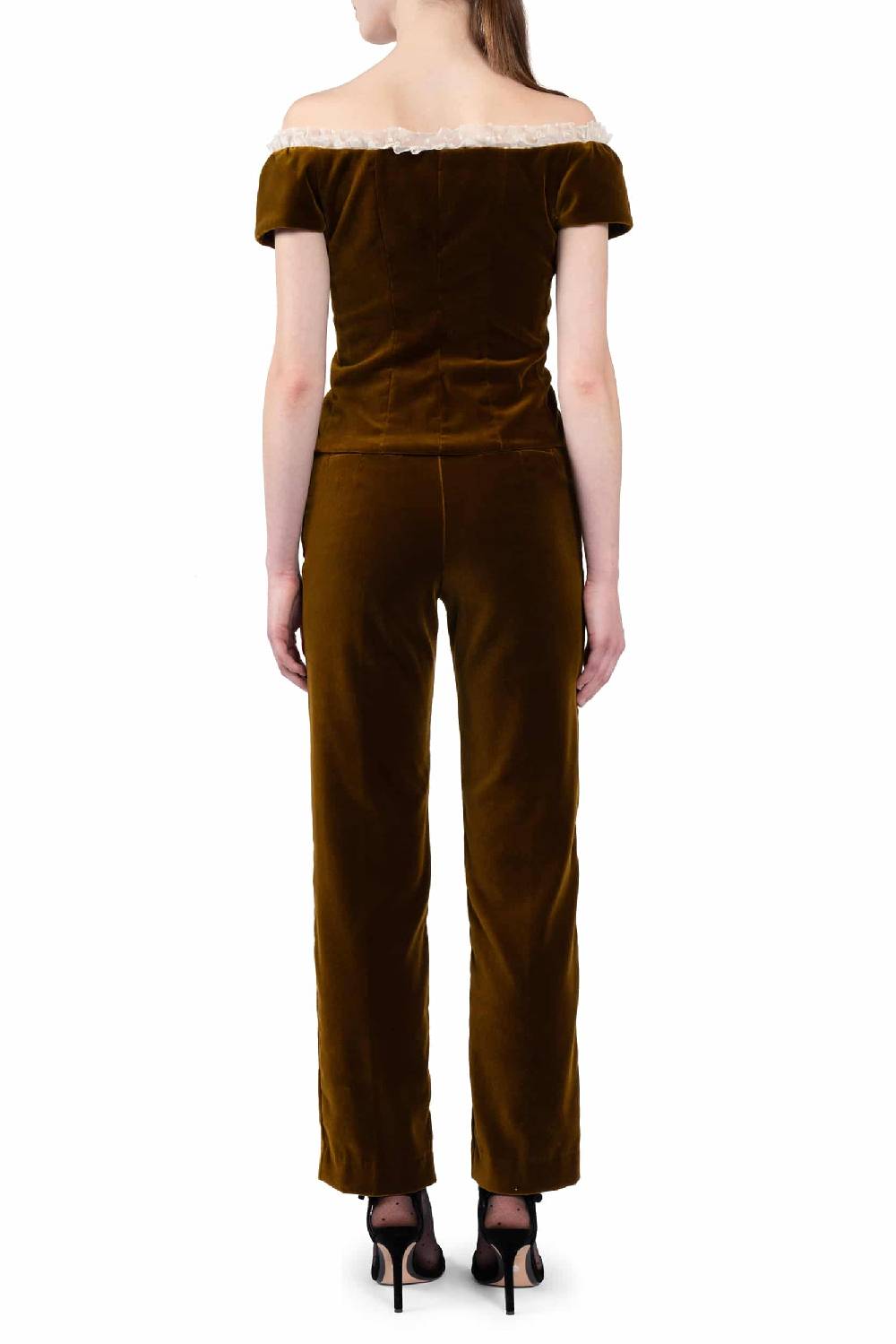 Luisa Beccaria Top in velluto con pizzo a pois Promozione