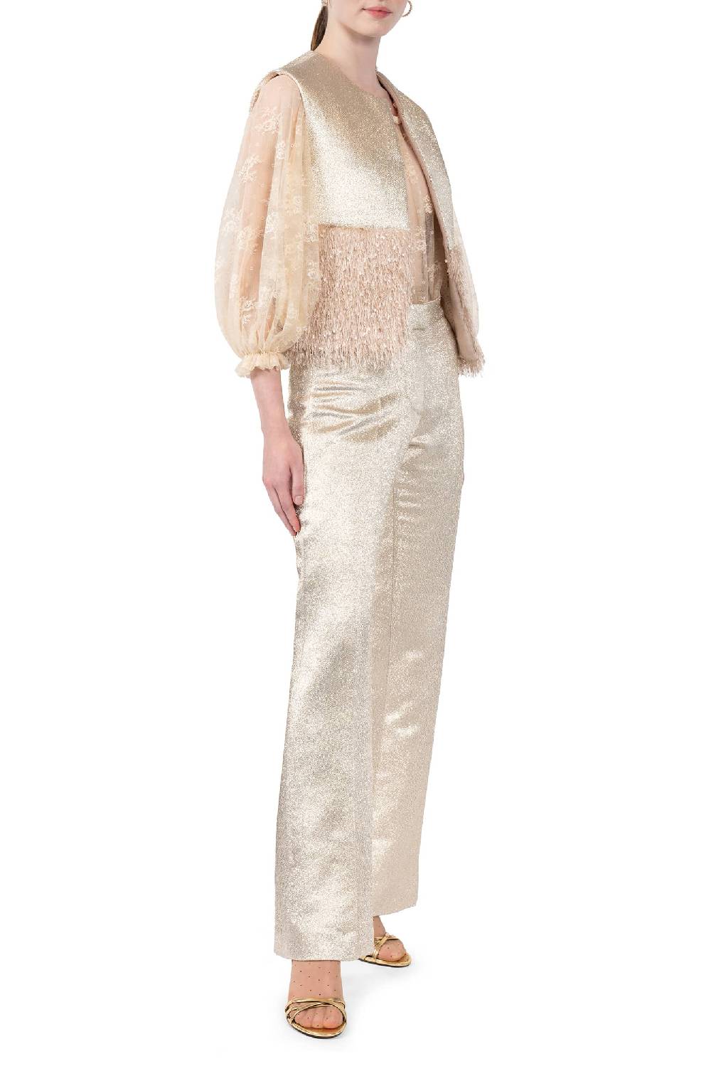Luisa Beccaria Gilet imbottito in lana e lurex Qualità Garantita