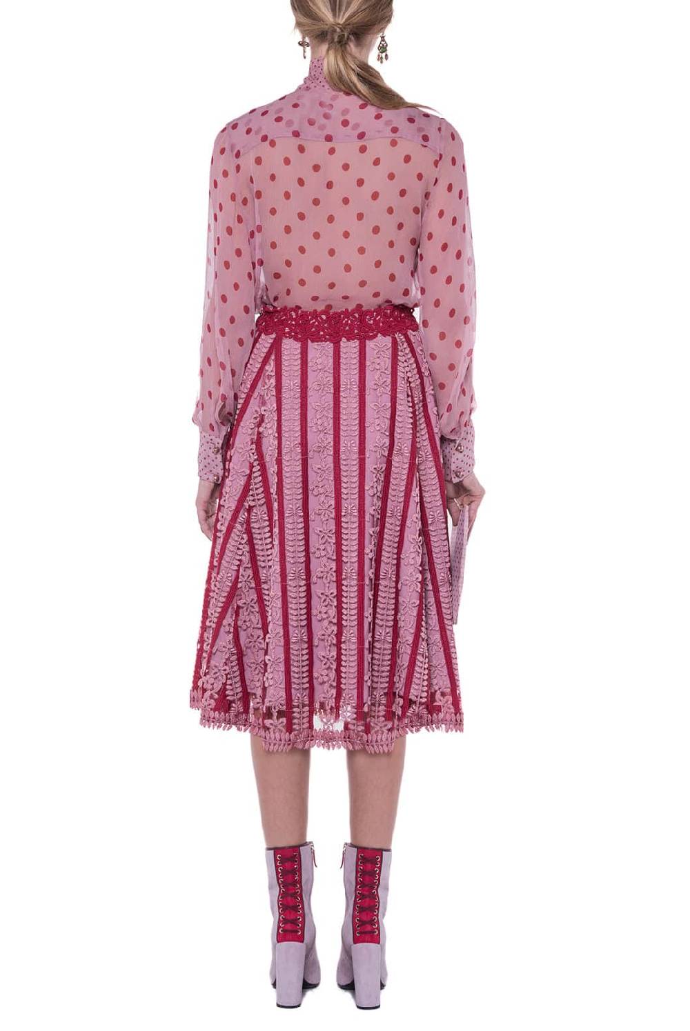 Luisa Beccaria Camicetta in chiffon di seta a pois con fiocco Qualità Garantita