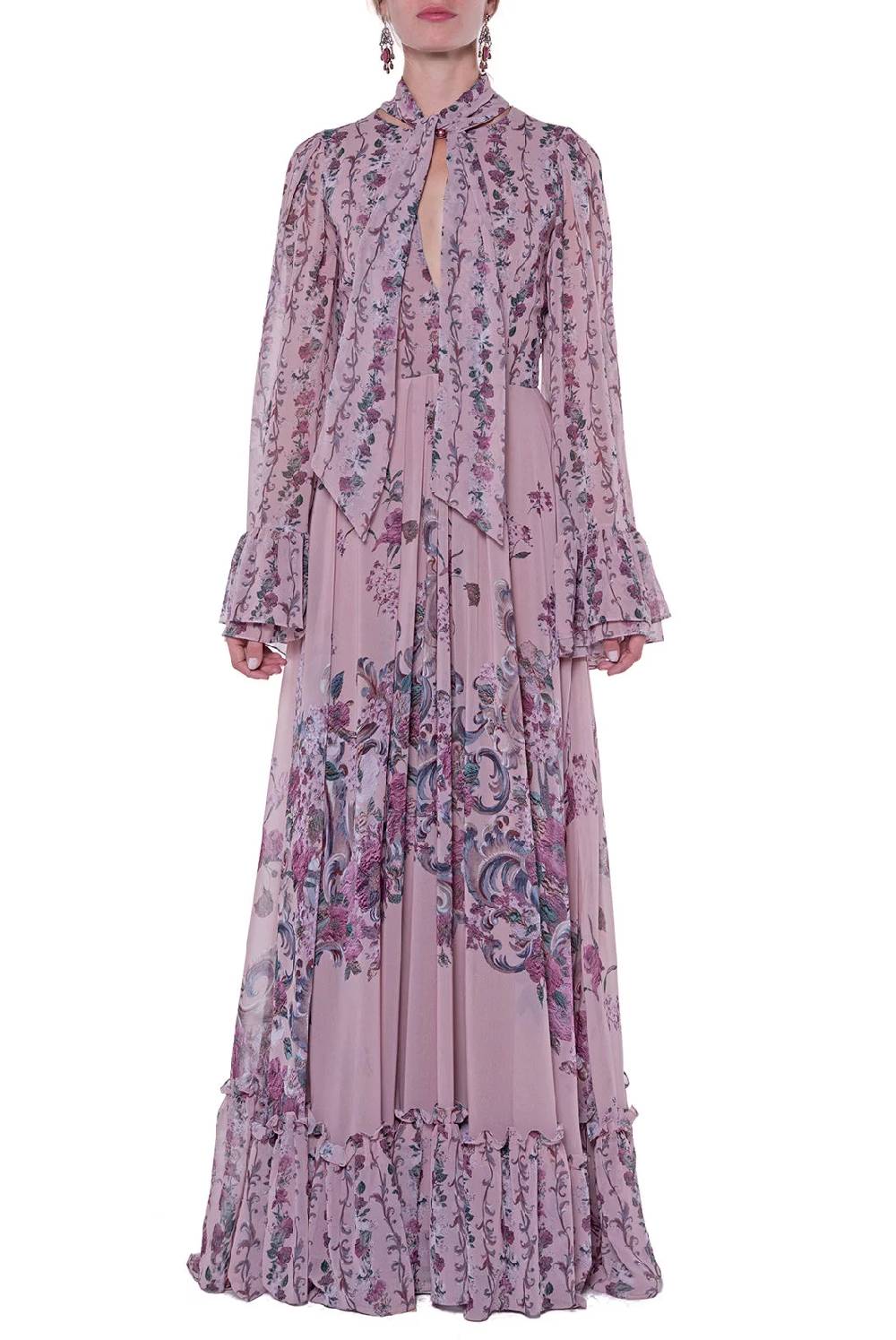 Luisa Beccaria Abito in georgette stampato fiori Vendita
