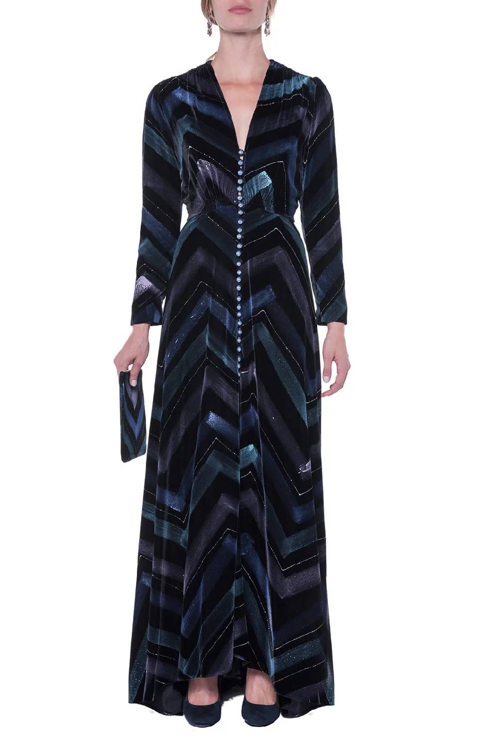 Luisa Beccaria Bottoncino Velvet Chevron Soddisfazione Garantita