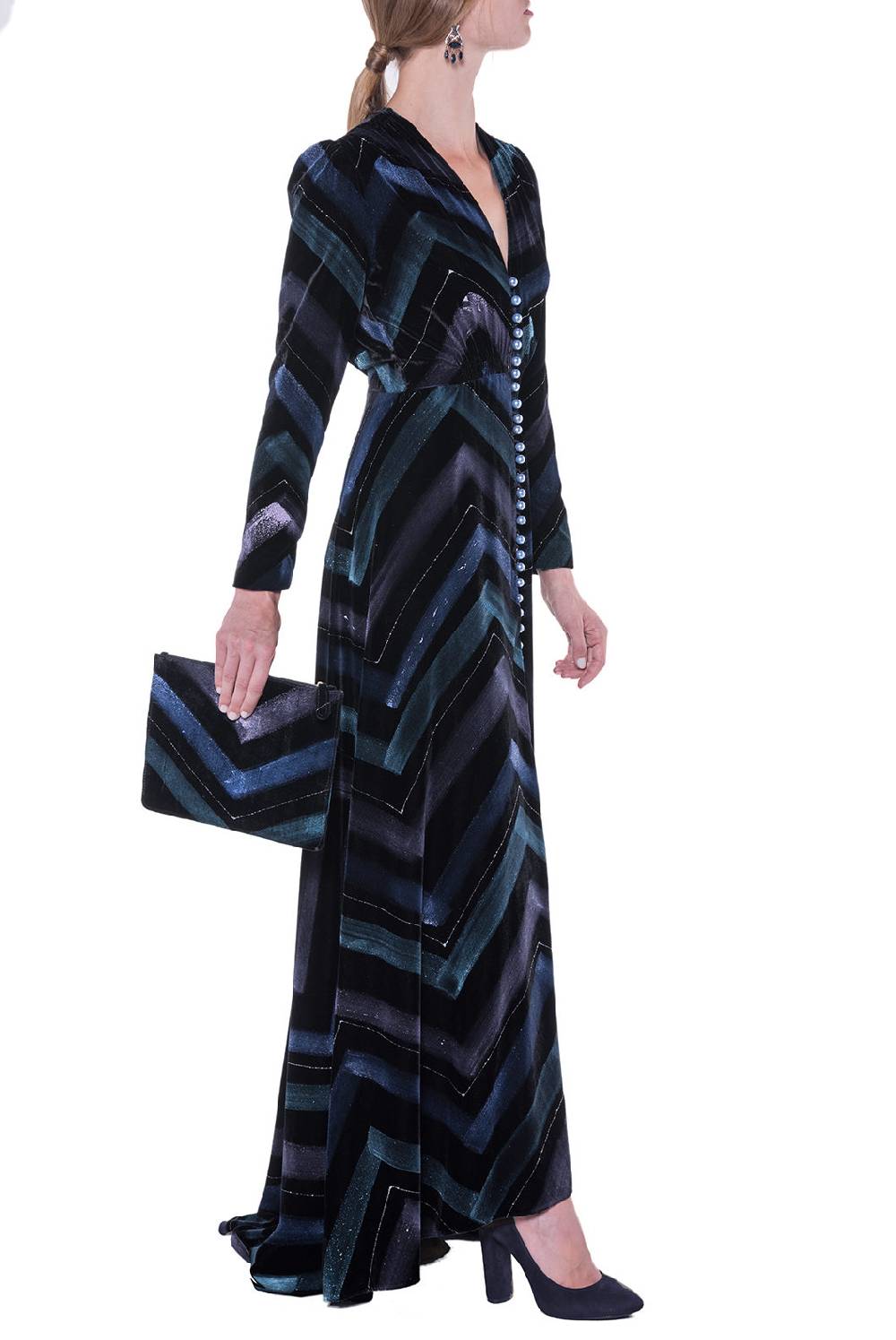 Luisa Beccaria Bottoncino Velvet Chevron Soddisfazione Garantita