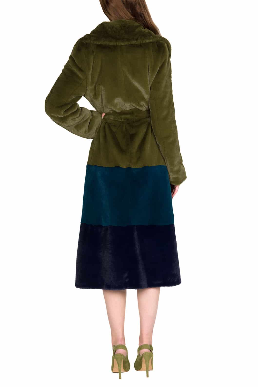 Luisa Beccaria Cappotto in pelliccia sintetica colorblock Saldi Di Fabbrica