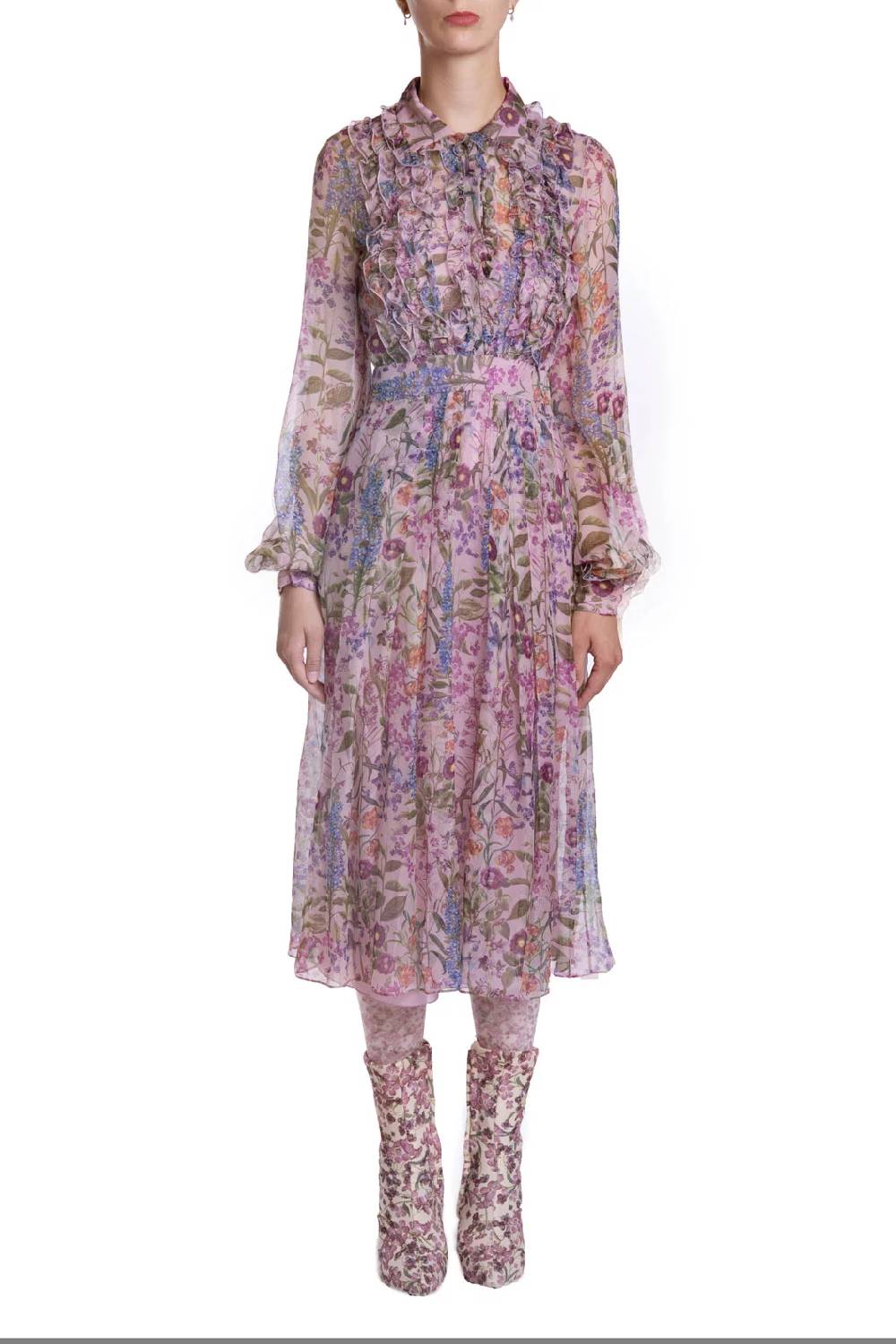 Luisa Beccaria Abito in chiffon stampato Sostegno trimestrale