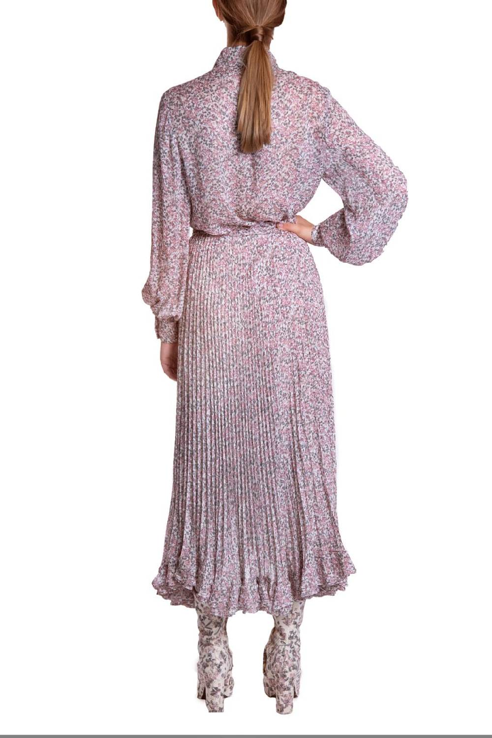 Luisa Beccaria Gonna Plissé In Chiffon Di Seta Stampata Outlet