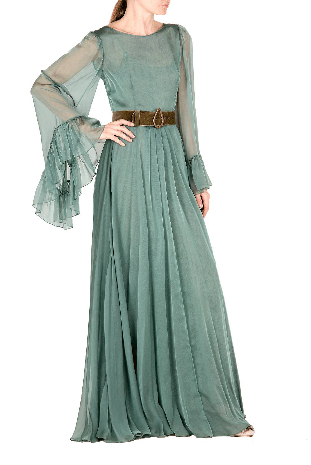 Luisa Beccaria Abito lungo in chiffon Fino al 60% di sconto