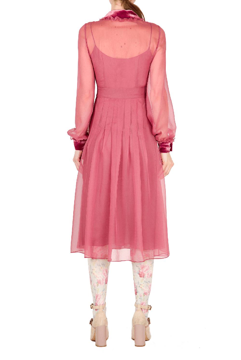 Luisa Beccaria Abito in chiffon con passamaneria in velluto Sostegno trimestrale