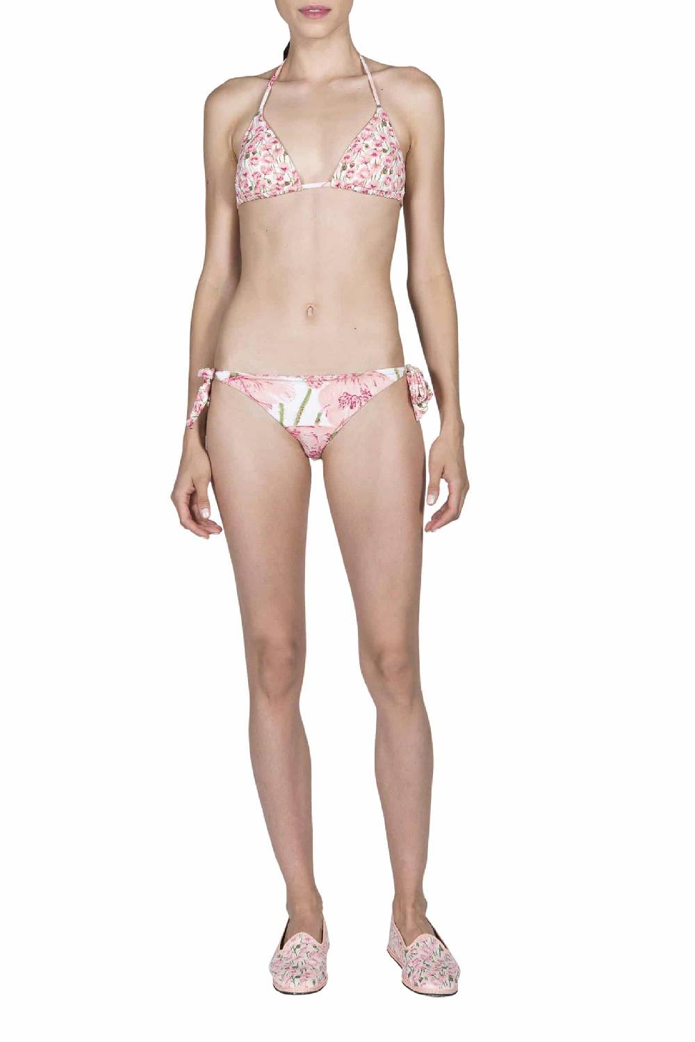 Luisa Beccaria Bikini Triangolo E Slip Rosa Papaveri Double Face Hotsell