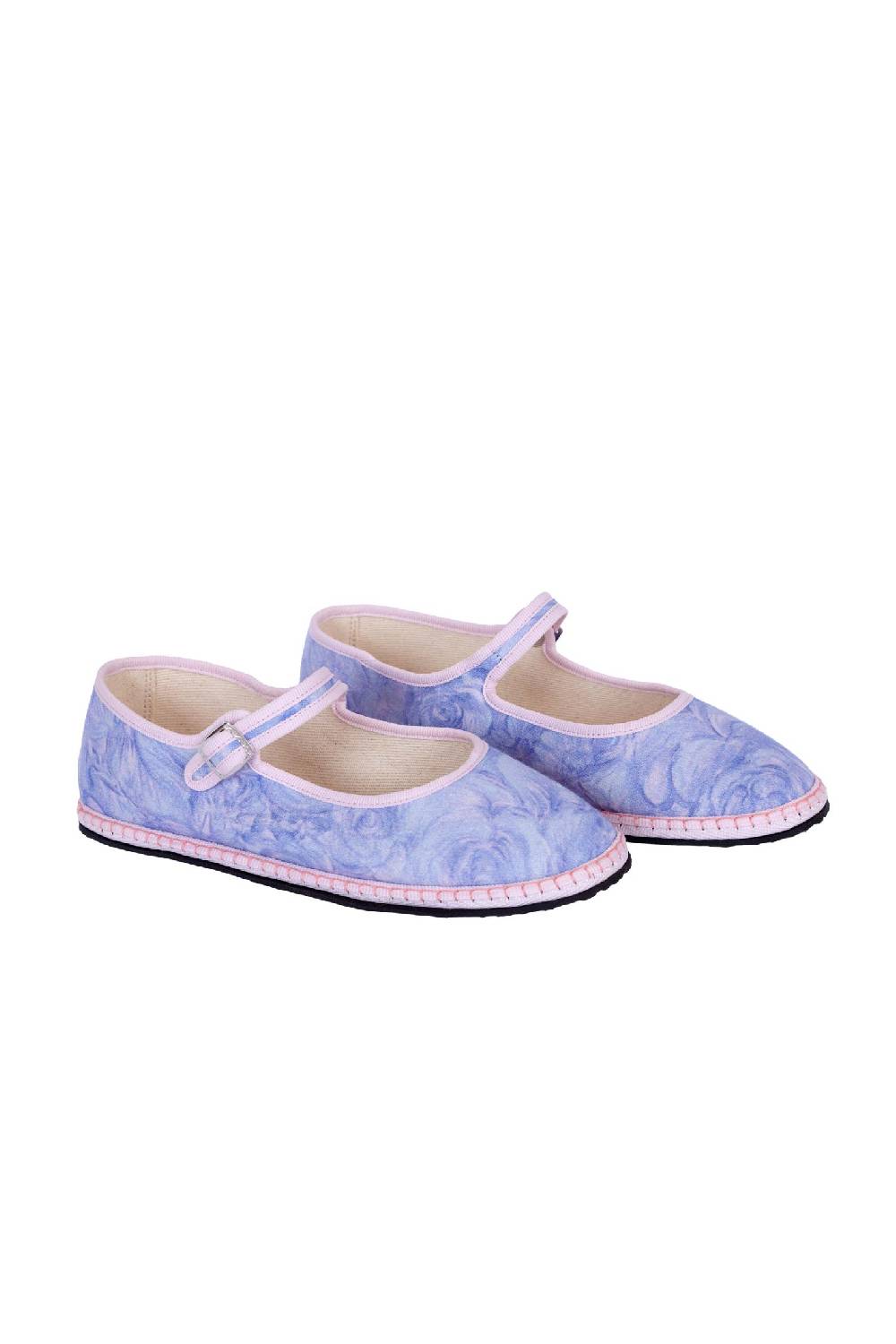 Luisa Beccaria Mocassini Mary Jane Vibi con rose lilla Shopping Online