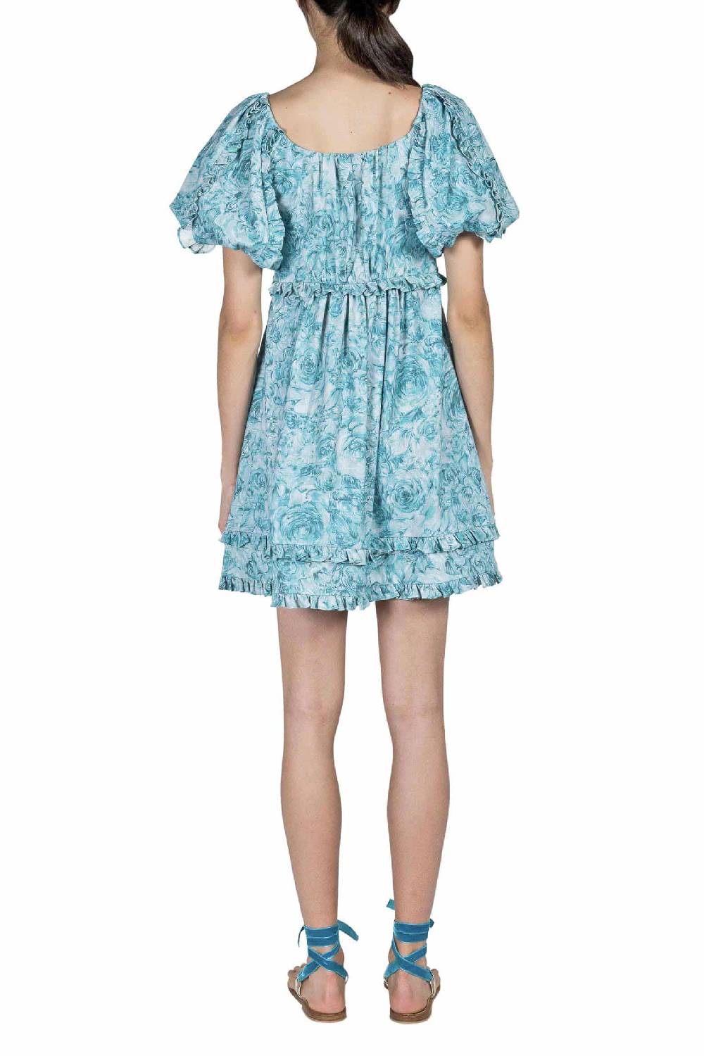 Luisa Beccaria Mini abito in lino stampato con rose 2025