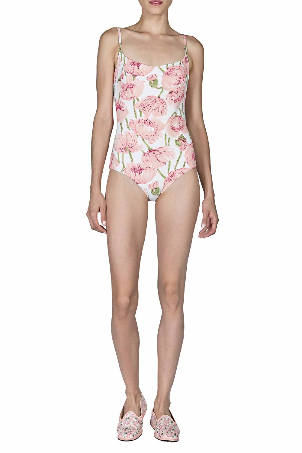 Luisa Beccaria Costume Intero Papaveri Rosa Double Face 2025
