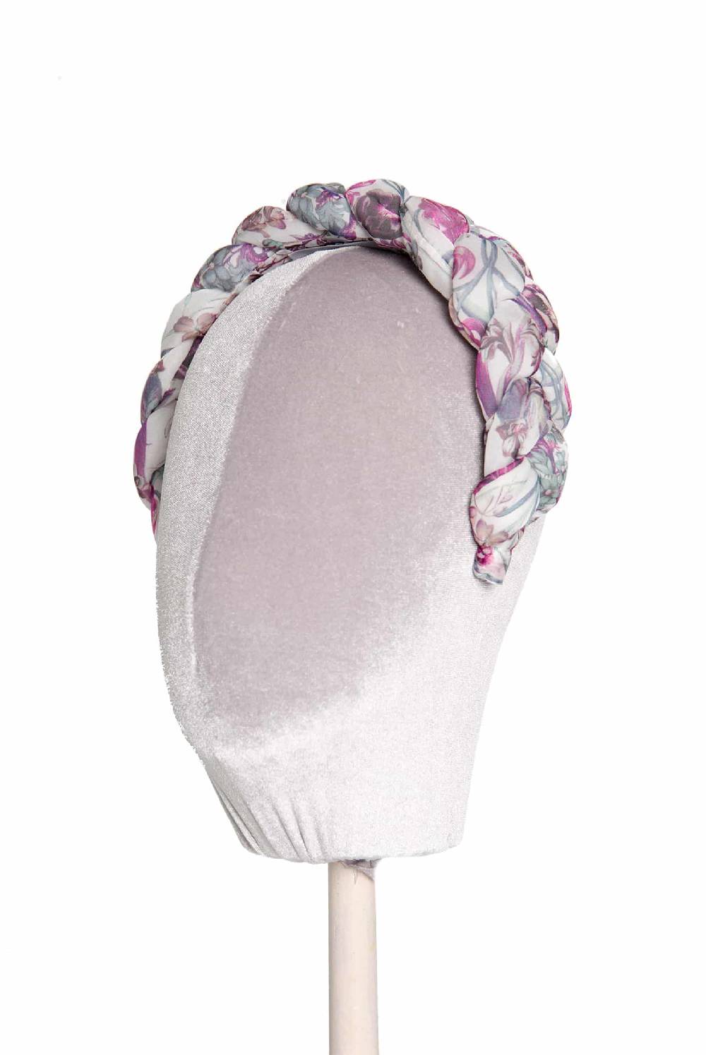 Luisa Beccaria Fascia per capelli intrecciata in chiffon di seta floreale Qualità