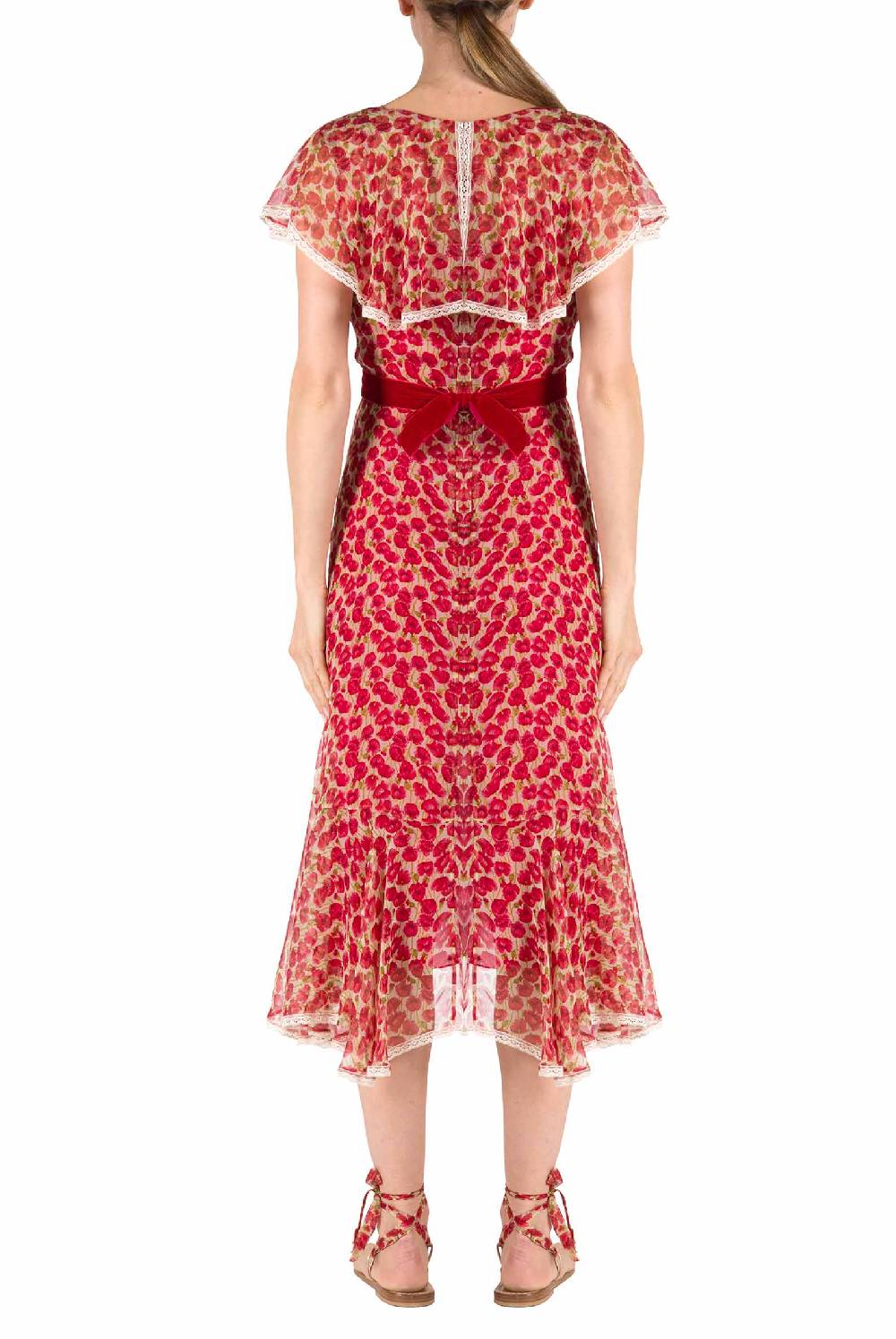 Luisa Beccaria Abito in chiffon con micro papaveri Shopping Online