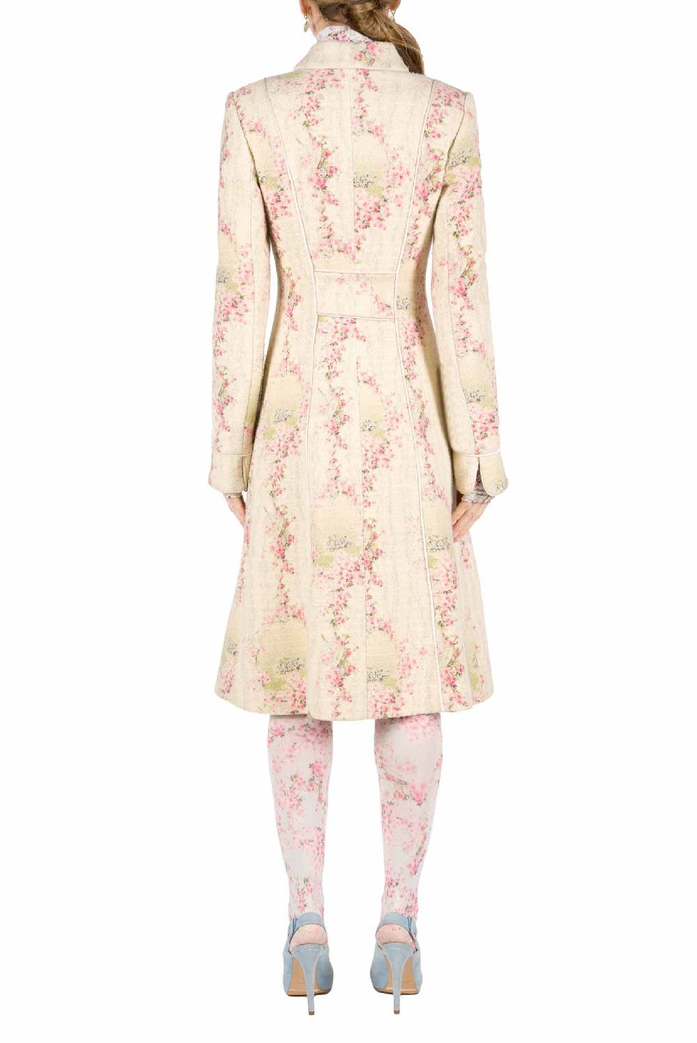 Luisa Beccaria Cappotto Cerchio Di Rose In Lana Con Lurex Vendita Economica