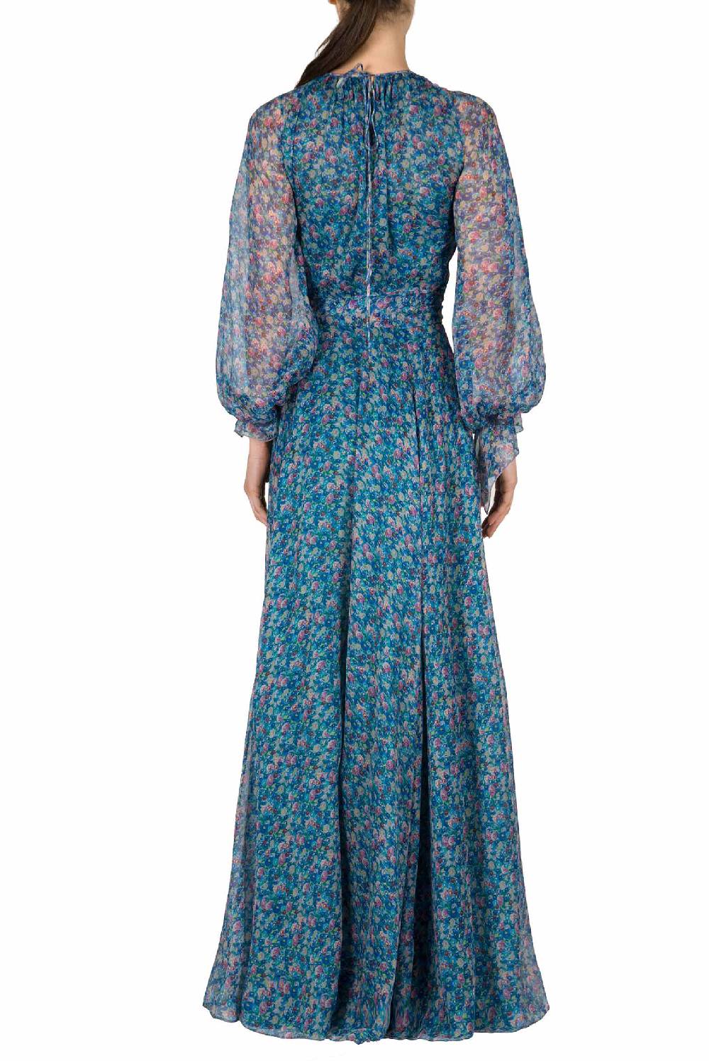 Luisa Beccaria Abito in chiffon plissettato con micro anemoni stampati Latest fashion