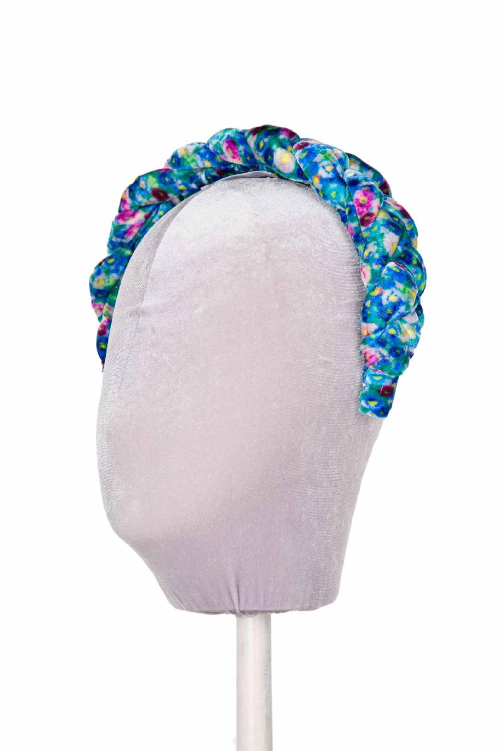 Luisa Beccaria Fascia per capelli intrecciata in velluto micro anemoni Offerte esclusive