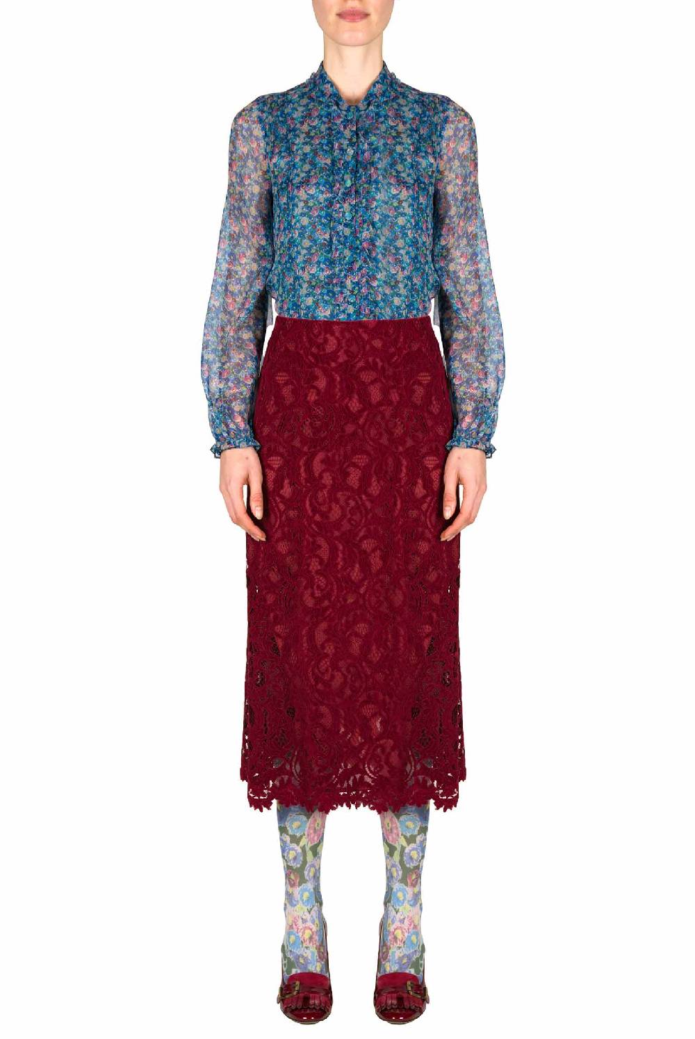 Luisa Beccaria Camicia in chiffon con micro anemoni Lightning offer