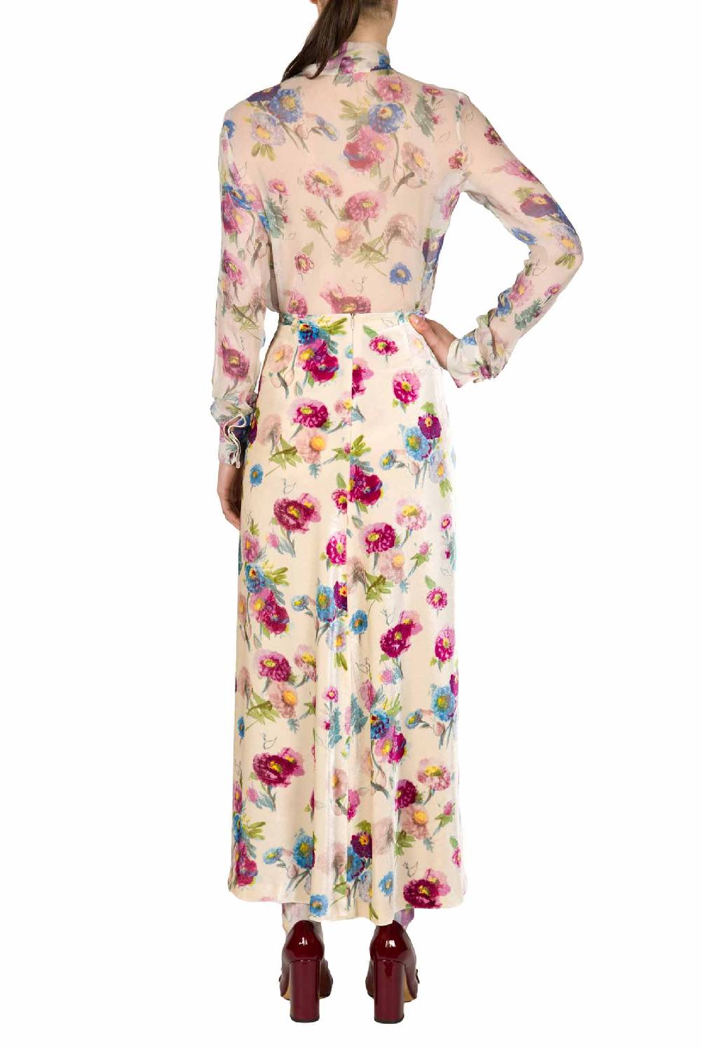 Luisa Beccaria Camicetta in chiffon stampata con macro anemoni Liquidazione