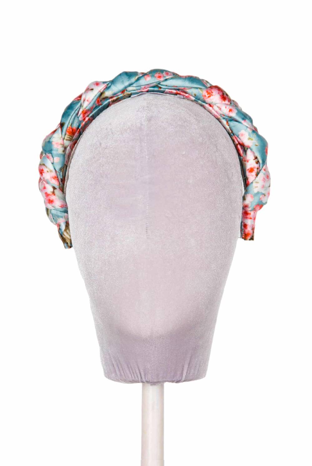 Luisa Beccaria Fascia per capelli intrecciata con boccioli di rose in raso blu lucido Super Saving Price