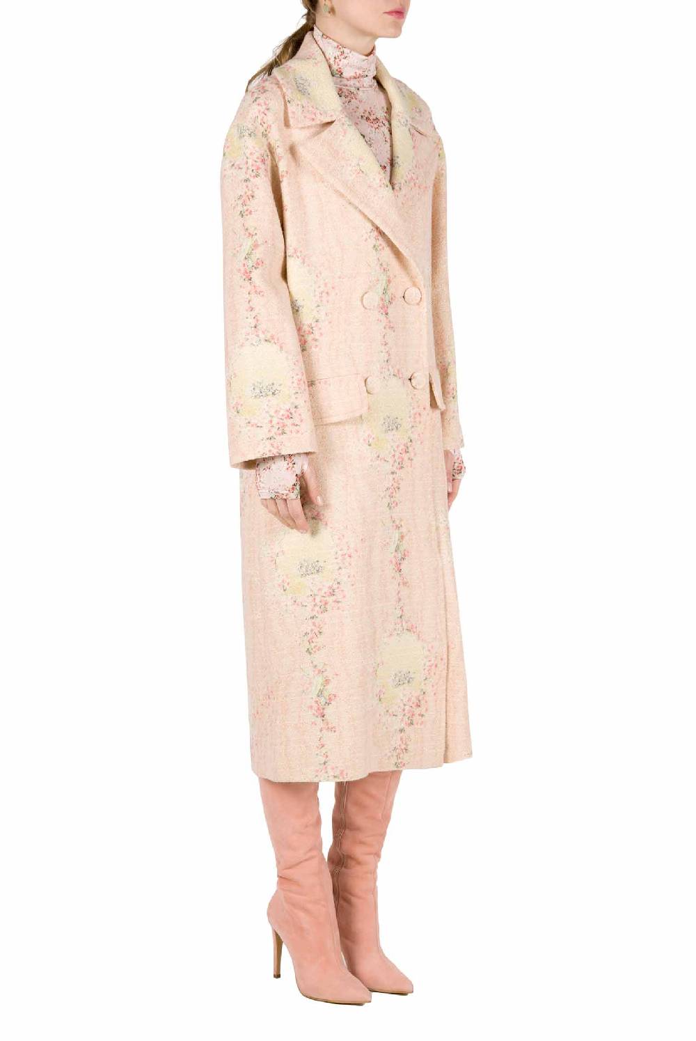 Luisa Beccaria Cappotto Cerchio Di Rose In Lana Con Fodera Abbinata Offerta settimanale