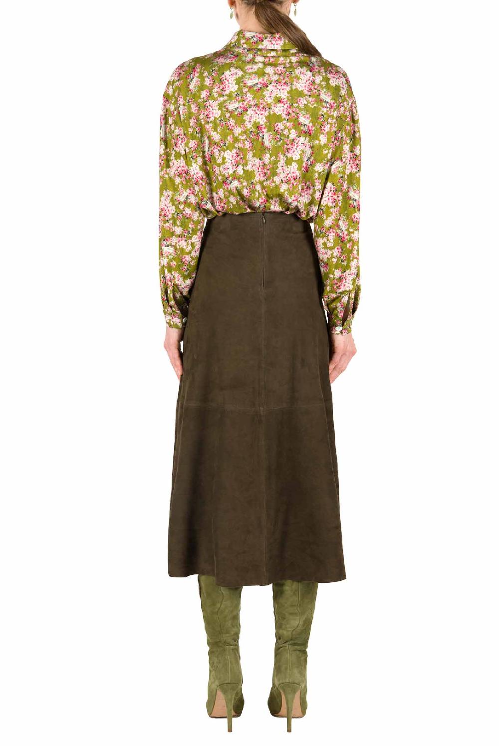 Luisa Beccaria Polo in jersey con stampa boccioli di rosa verde Latest stili
