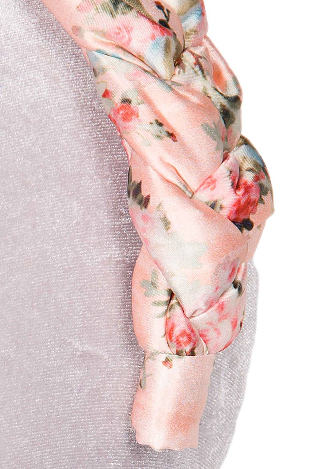 Luisa Beccaria Fascia per capelli intrecciata con boccioli di rose in raso lucido rosa Ultimi due giorni