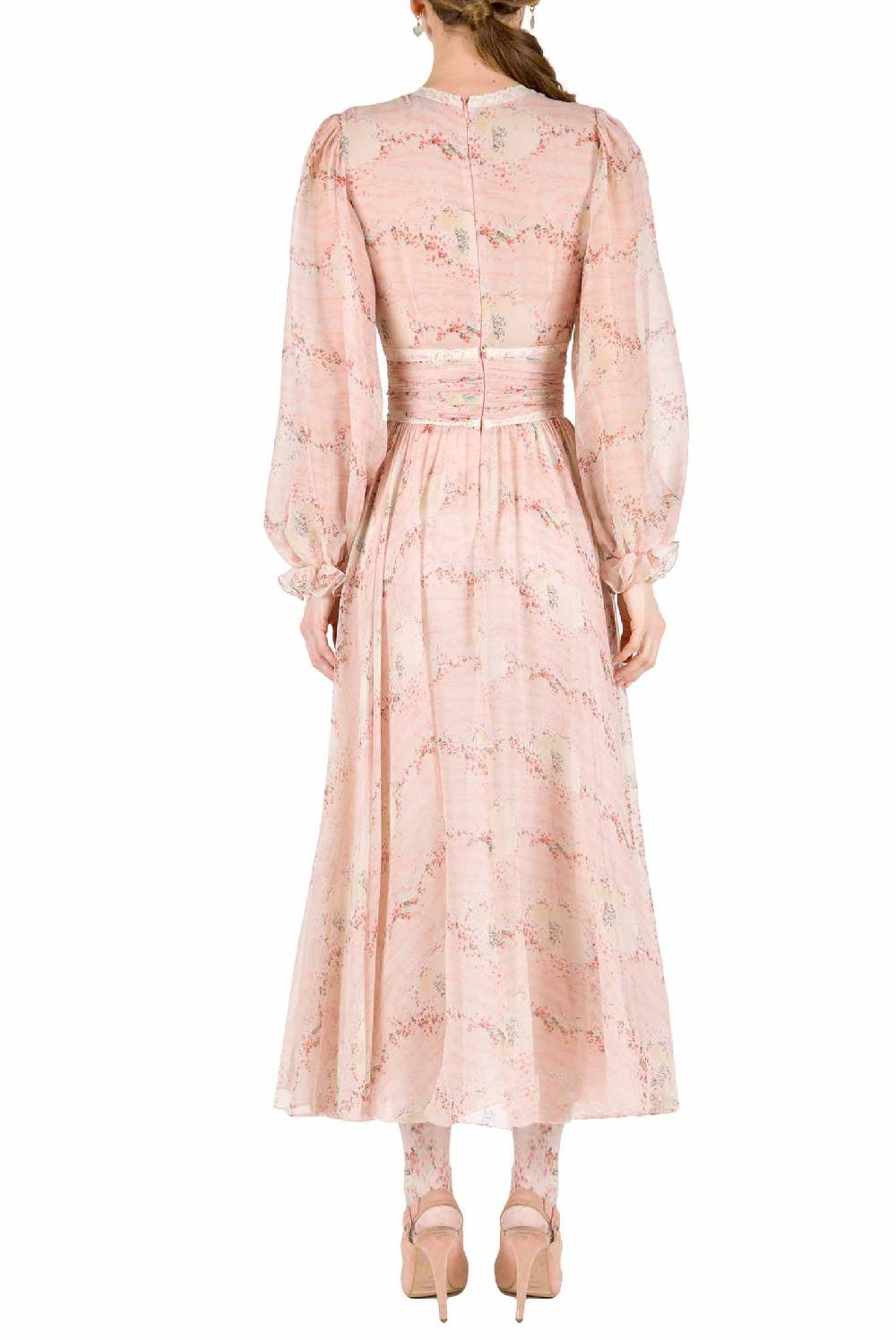 Luisa Beccaria Cerchio In Chiffon Di Pizzo Di Rose Stampato Abito Ultimo giorno