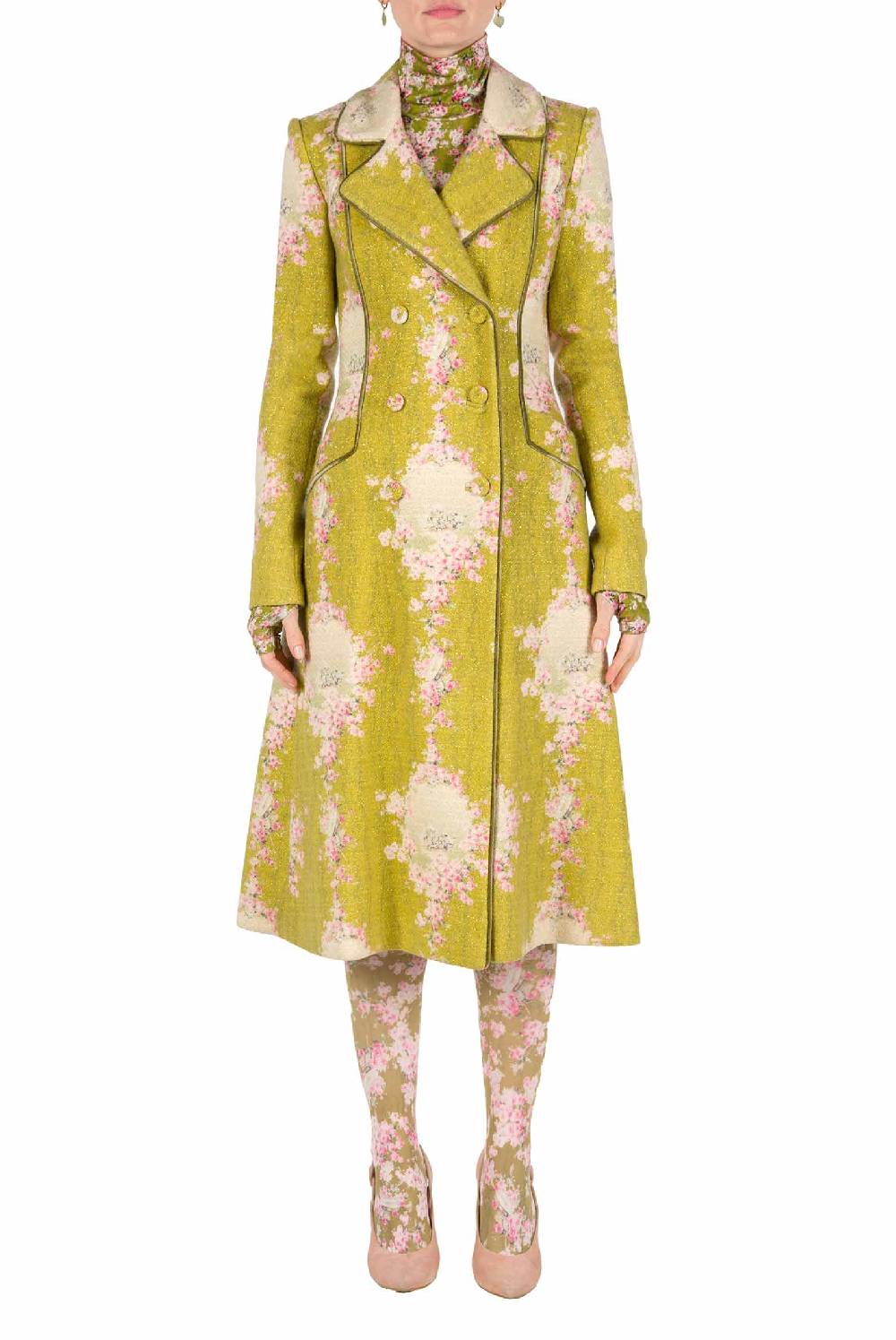 Luisa Beccaria Redingote in lana con lurex Fino al 60% di sconto