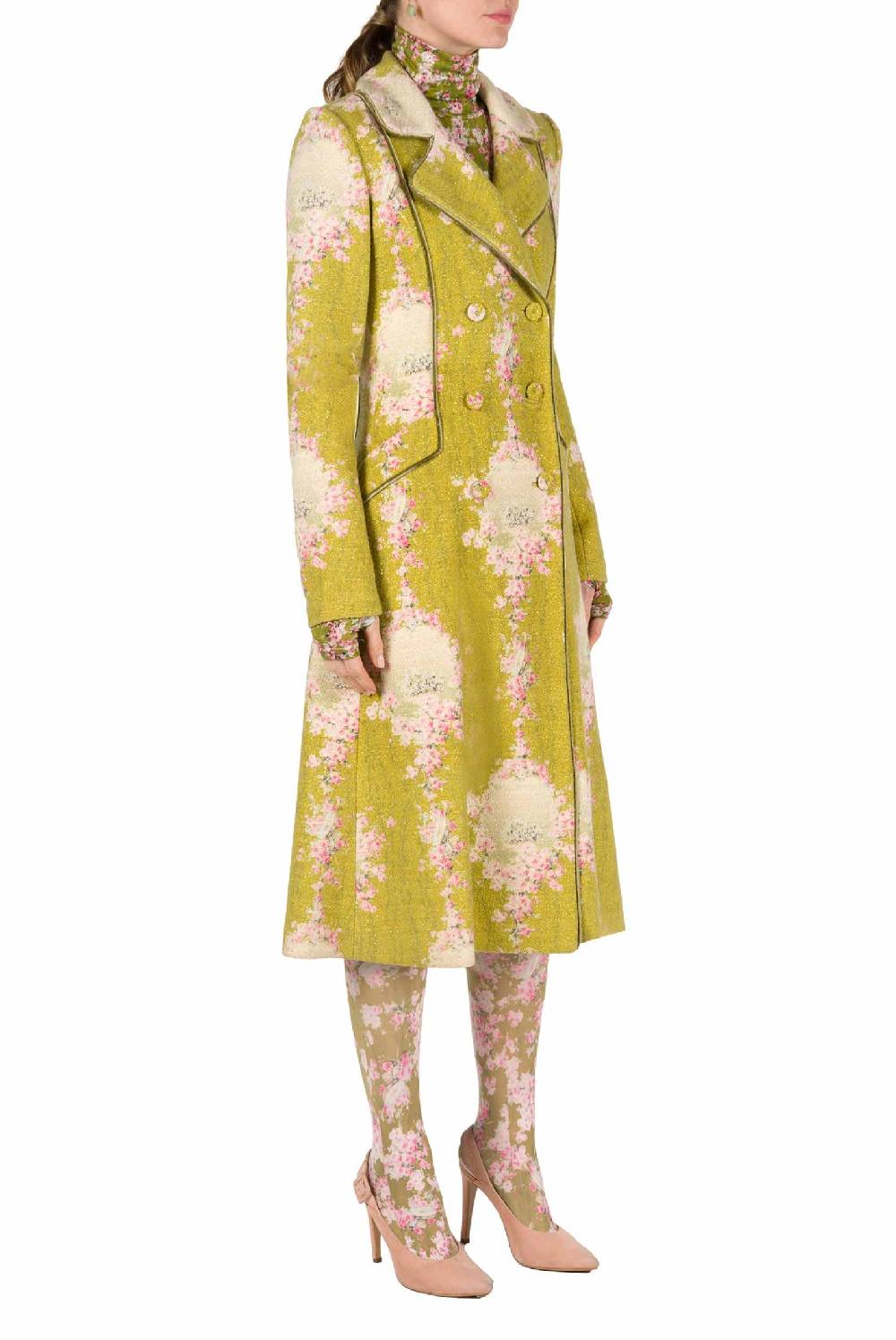 Luisa Beccaria Redingote in lana con lurex Fino al 60% di sconto