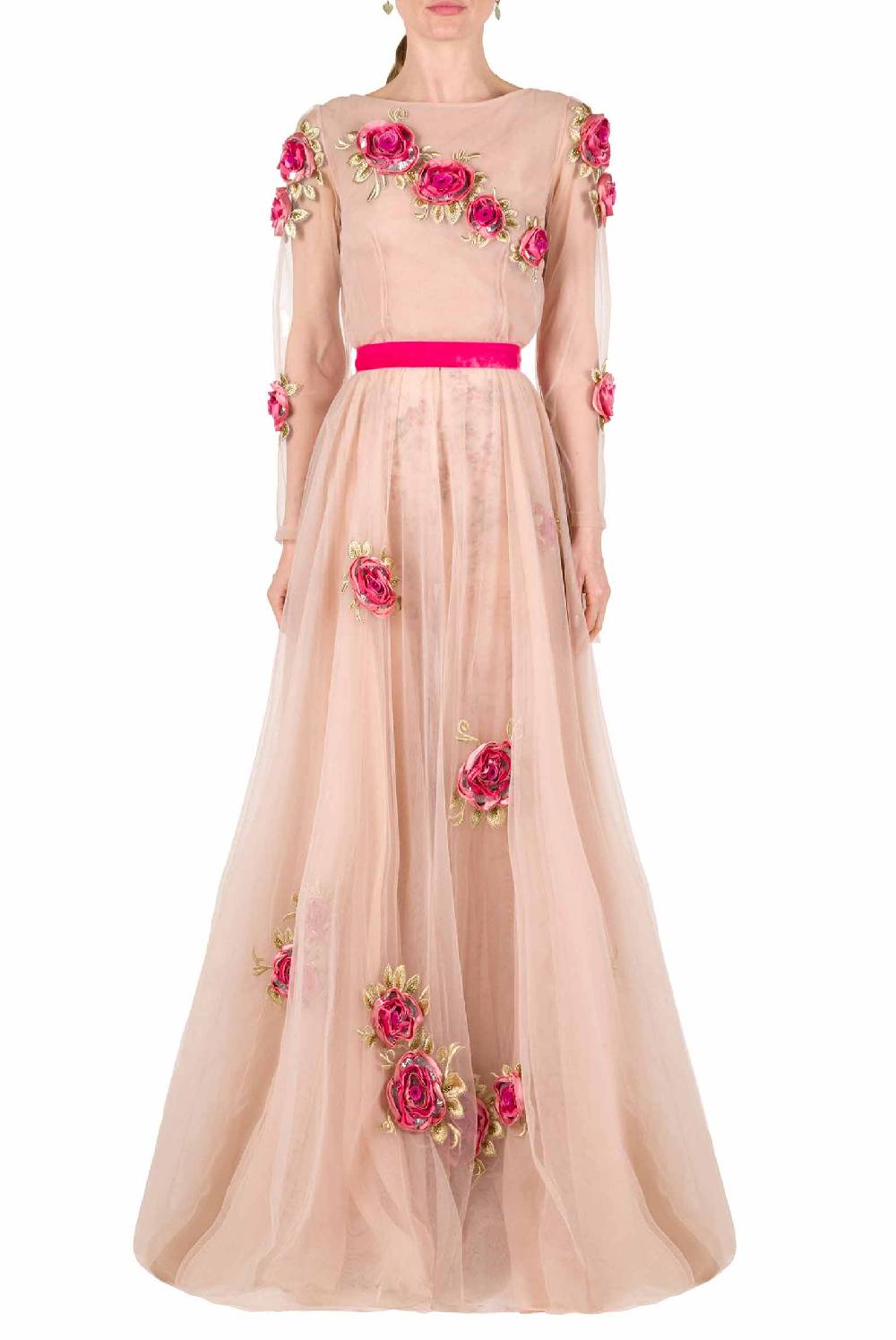 Luisa Beccaria Abito lungo in tulle ricamato Fino al 65% di sconto