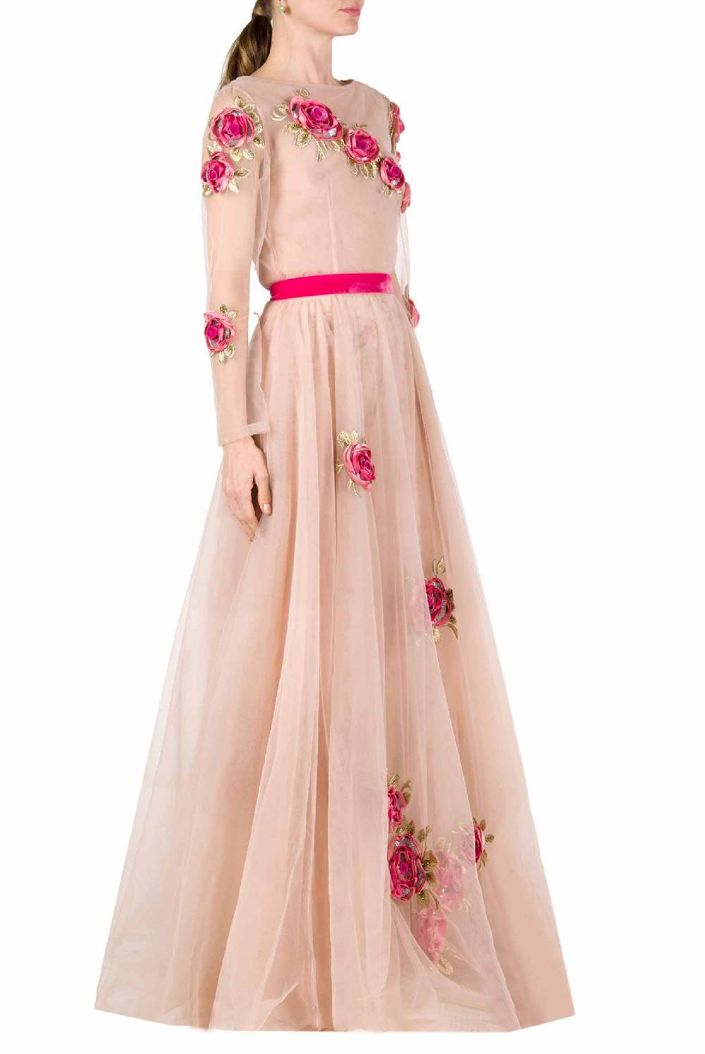 Luisa Beccaria Abito lungo in tulle ricamato Fino al 65% di sconto