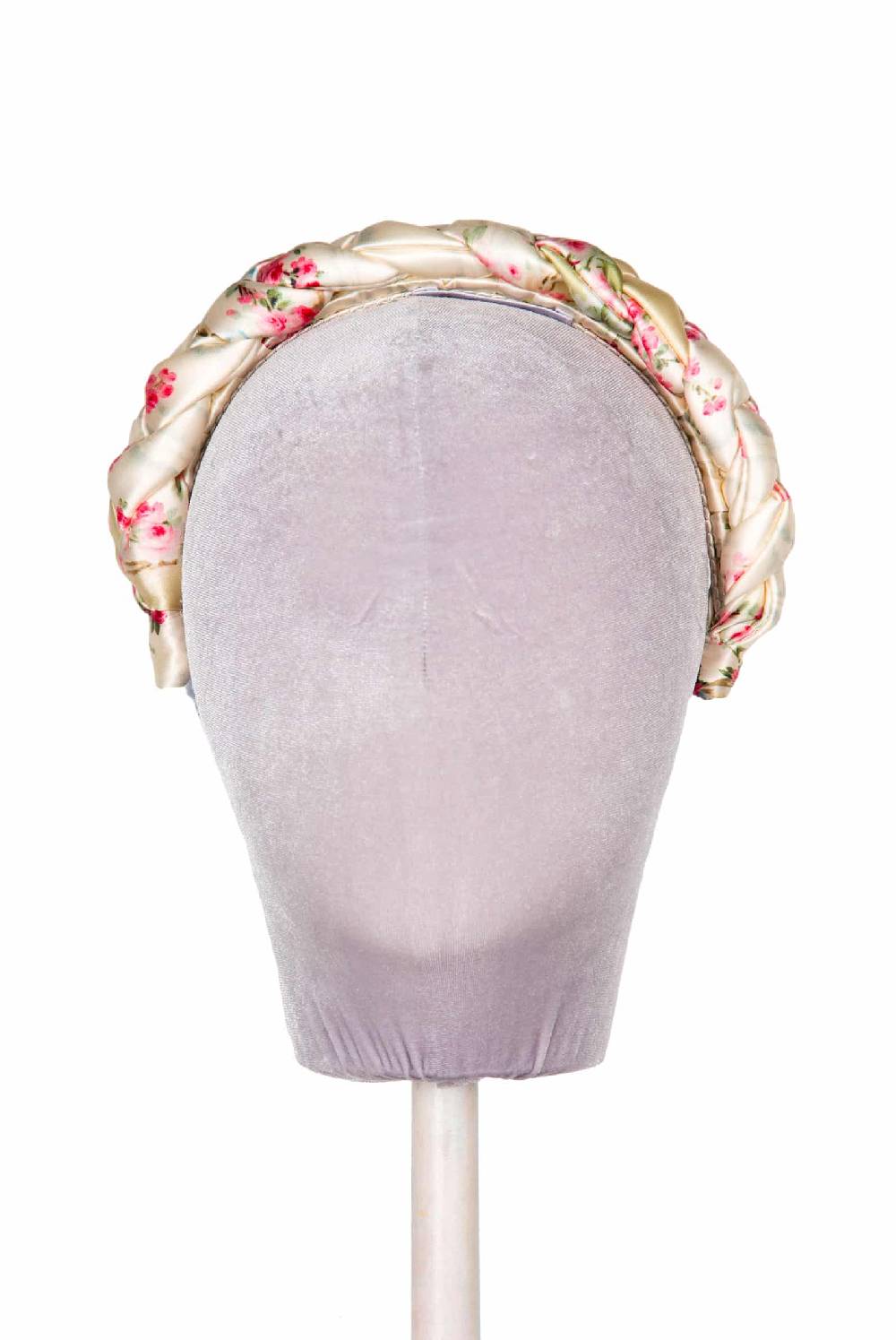 Luisa Beccaria Fascia per capelli intrecciata con boccioli di rose in raso lucido color crema Only for today