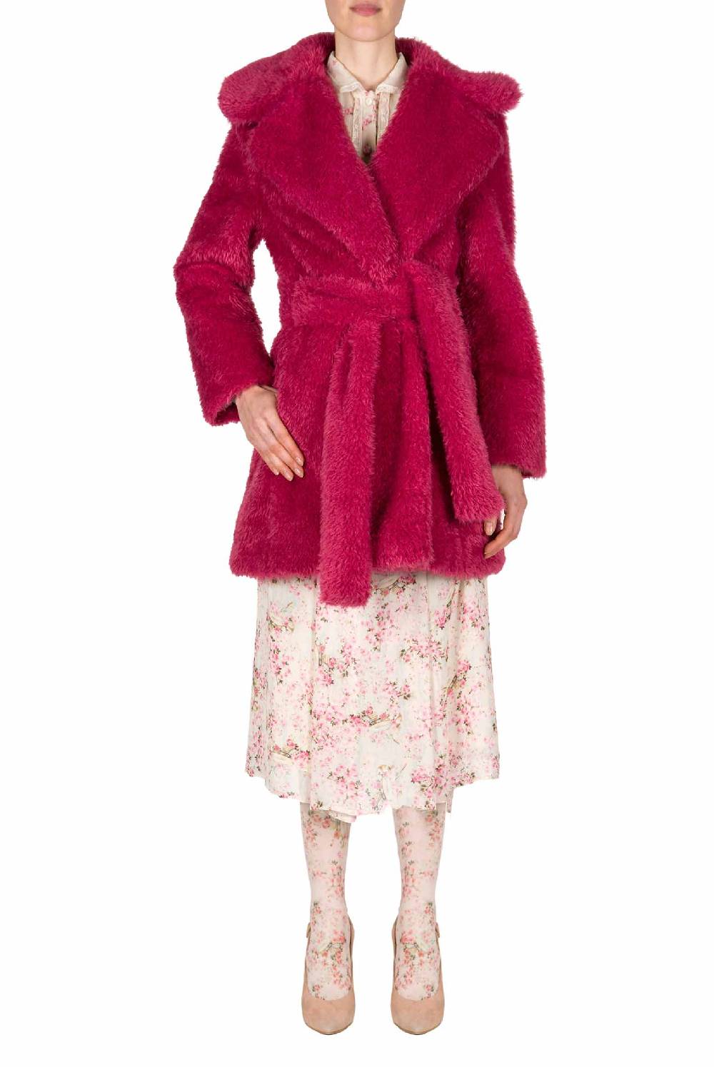 Luisa Beccaria Cappotto di pelliccia fucsia Offerta speciale della fabbrica