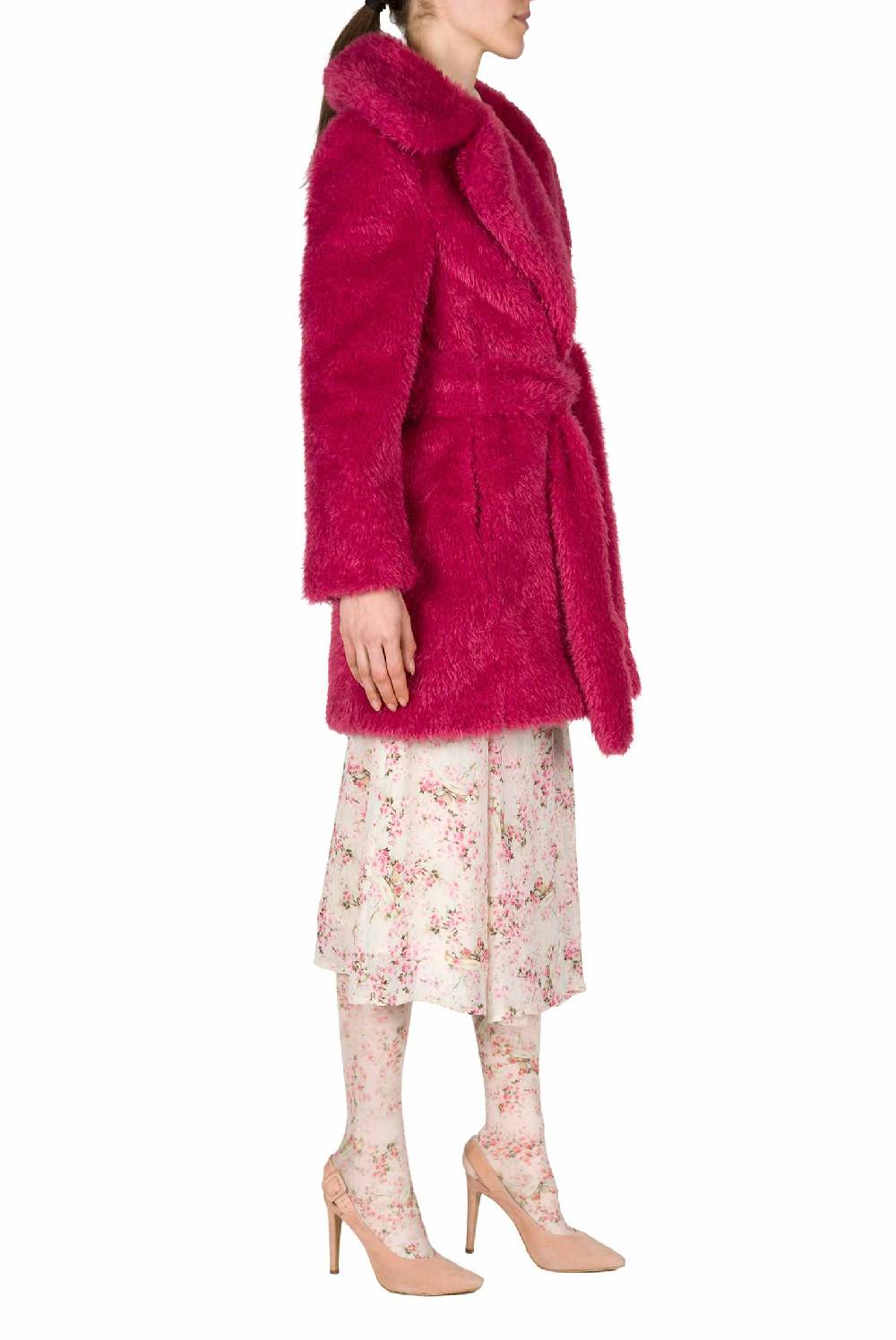 Luisa Beccaria Cappotto di pelliccia fucsia Offerta speciale della fabbrica