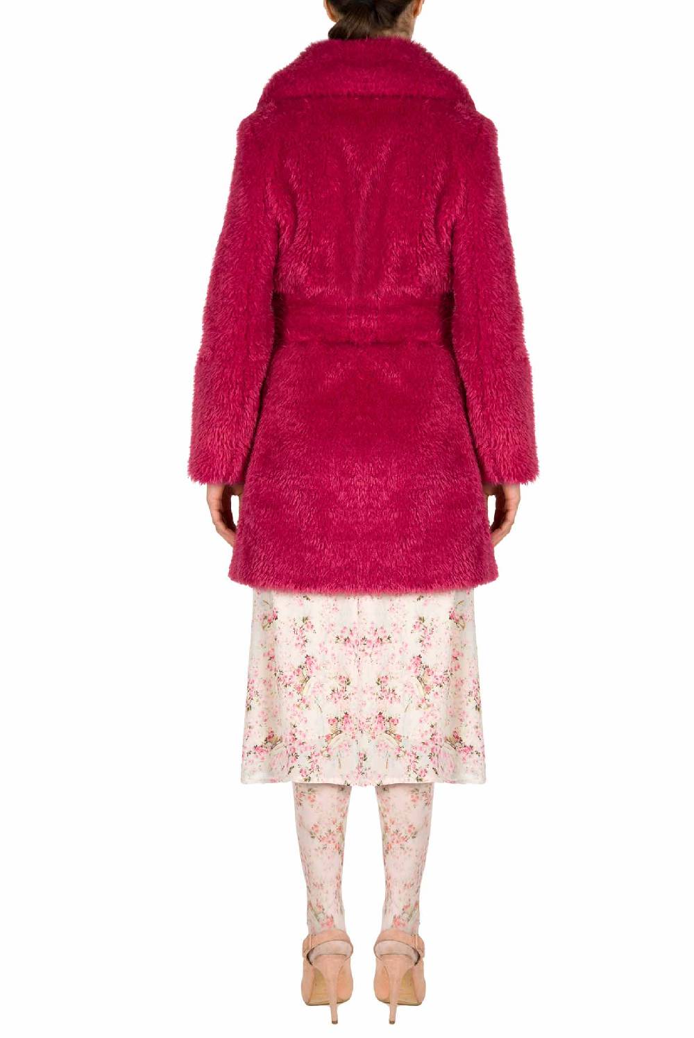 Luisa Beccaria Cappotto di pelliccia fucsia Offerta speciale della fabbrica